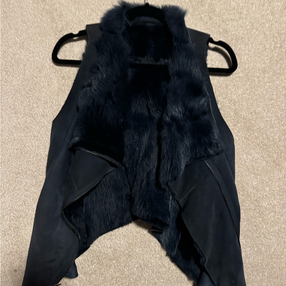 Genuine leather and fur vest